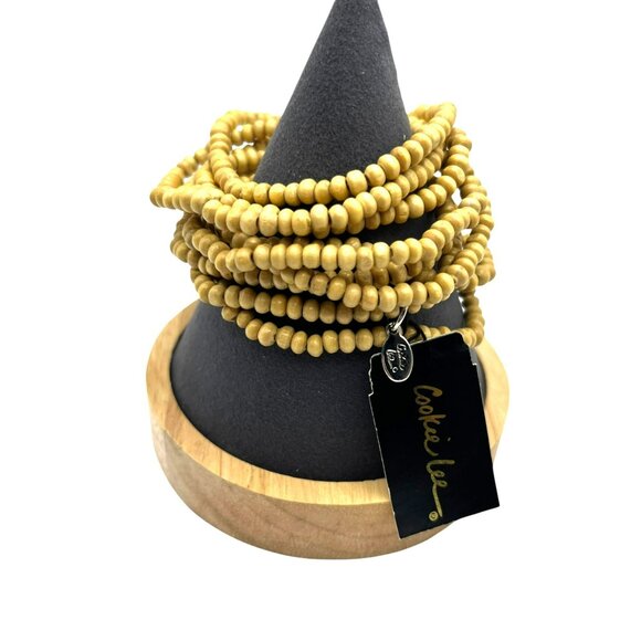 Vintage Cookie Lee Bracelet Bundle Set Wooden‎ Beads Stretch Boho Nature NEW - Picture 3 of 7